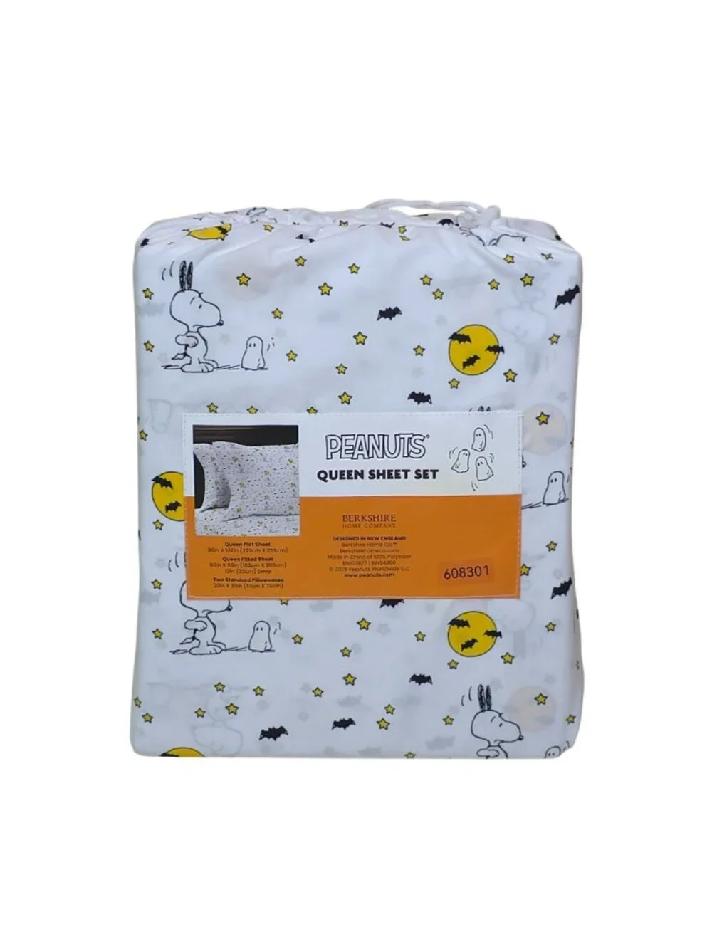Peanuts Snoopy Halloween Queen Sheet Set By Berkshire Bats Ghosts Moon Polyester